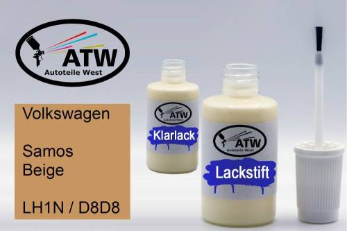 Volkswagen, Samos Beige, LH1N / D8D8: 20ml Lackstift + 20ml Klarlack - Set, von ATW Autoteile West.